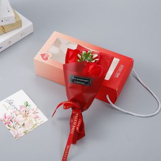 Hoa sáp lụa kèm thiệp chúc mừng