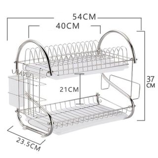 KỆ ÚP CHÉN 2 TẦNG INOX HÌNH CHỮ S