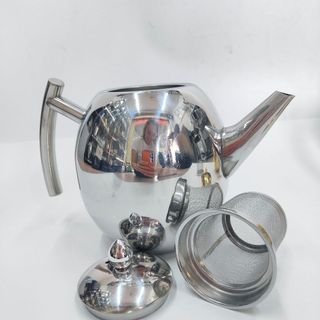Ấm trà bầu inox có lõi lọc màu vàng và màu inox