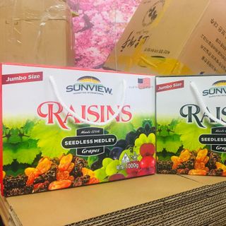 Nho Khô hổn hợp raisins của Mỹ hộp quà có túi thùng 20 hộp