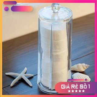 Hộp Đựng Bông Tẩy Trang Nhựa Trong Dạng Trụ Trong Suốt Cao Cấp 7835