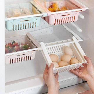 Khay nhựa kéo đựng tủ lạnh, Rổ đựng đồ thức ăn tủ lạnh thay đổi được kích thước 8892