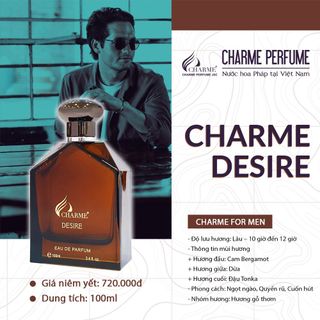 Nước Hoa Pháp Nam CHARME DESIRE Mùi Hương Tươi Mát Mạnh Mẽ Giúp Nam Giới Tự Tin 100ml