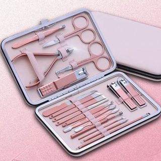 BỘ LÀM MÓNG CẮT MÓNG TAY 18 MÓN MÀU HỒNG PINKY