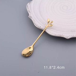 Thìa nĩa Decor hình lá | Thìa rĩa lá phong cách Vintage thời thượng hoàng kim hợp kim tạo hình 3 lá