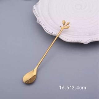 Thìa nĩa Decor hình lá | Thìa rĩa lá phong cách Vintage thời thượng hoàng kim hợp kim tạo hình 3 lá