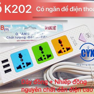 Ổ CẮM ĐIỆN K202 ĐỒNG NGUYÊN CHẤT 3 Ổ USB CÓ NGĂN ĐỂ ĐIỆN THOẠI giá sỉ
