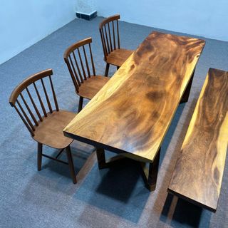 CẢ BỘ BÀN + BĂNG GHẾ + 3 GHẾ DÀI 1,7 MÉT X RỘNG 61 CM X DÀY 5 CM