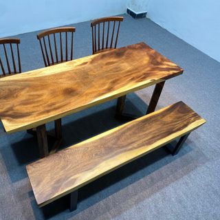 CẢ BỘ BÀN + BĂNG GHẾ + 3 GHẾ DÀI 1,7 MÉT X RỘNG 61 CM X DÀY 5 CM