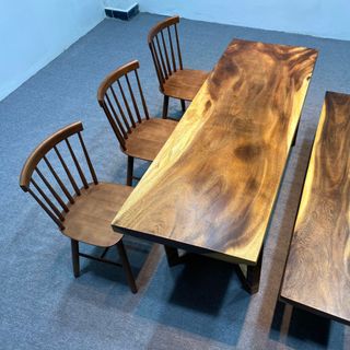 CẢ BỘ BÀN + BĂNG GHẾ + 3 GHẾ DÀI 1,7 MÉT X RỘNG 61 CM X DÀY 5 CM