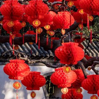 Sét 10 đèn lồng 25cm treo may mắn phong cách Trung Hoa ấm áp cho ngày Tết giá sỉ