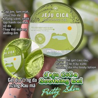 Gel Dưỡng Đa Năng Rau Má Jeju Cica Soothing Gel PrettySkin 300ml – Hàn Quốc
