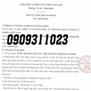 Nước Bổ Gan Mát Gan Hồng Sâm Hàn Quốc HOVENIA DULCIS-RED GINSENG ORIENTAL RAISIN Hộp 30 gói x 50ml