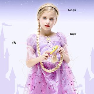Trang phục hóa trang công chúa tóc mây Rapunzel cho bé giá sỉ