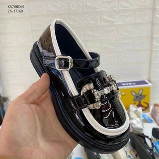 Giày búp bê trẻ em chất da mềm phối quai ngang K570