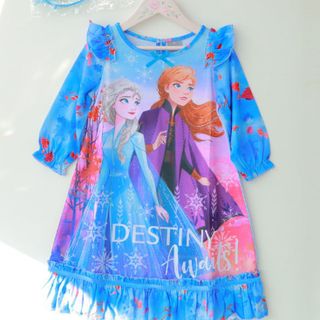 Váy mặc nhà Frozen Xanh - Disney (tay dài) cho bé kèm băng đô