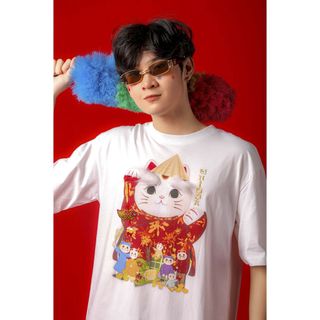 ÁO THUN TẾT - MÈO THẦN TÀI VIỆT - Áo handmade Nam Nữ Unisex - Áo trẻ em cho Bé và Gia Đình - Áo Thun Tết Bigsize cotton giá sỉ