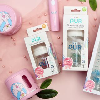 Bình sữa thủy tinh chống sốc cổ thường Pur 240ml