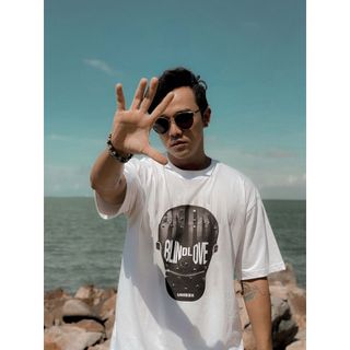 Áo thun unisex in hình đầu da mặt nạ tháo rời đính kết 3d nổi cotton 2chiều áo phom rộng bigsize áo thun nam nữ handmade
