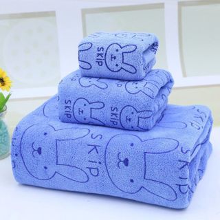 Set 3 Khăn Cotton Kiba Thái Lan 3 Kích Cỡ Họa Tiết Hình Thú Siêu Mềm Mịn Thấm Hút Nhanh