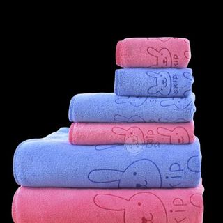 Set 3 Khăn Cotton Kiba Thái Lan 3 Kích Cỡ Họa Tiết Hình Thú Siêu Mềm Mịn Thấm Hút Nhanh
