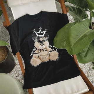 Áo thun unisex in hình gấu đính kết 3D nổi cotton 2 chiều áo phom rộng bigsize áo thun nam nữ handmade local brand