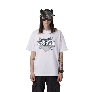 Áo thun unisex love trái tim kẽm gai cotton 2 chiều áo phom rộng bigsize áo thun nam nữ handmade local brand