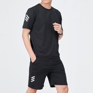 Bộ quần áo thể thao nam chất thun lạnh phối 3 gạch chất thun lạnh co dãn 4 chiều OBAHA