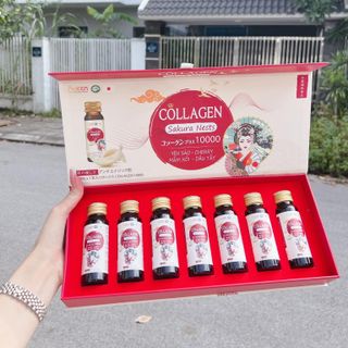 Nước uống collagen Sakura Nest 1000 - Yến sào, cherry, mâm xôi, dâu tây - Trắng da, đẹp da, chống lão hóa ( hộp 7 chai )