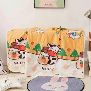 Chăn mền trẻ em cotton đũi mềm thoáng mát 1mx1m5 (Hàng loại 1), mỏng cho bé đi học, ngủ máy lạnh giá sỉ