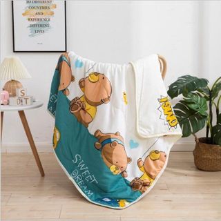 Chăn mền trẻ em cotton đũi mềm thoáng mát 1mx1m5 (Hàng loại 1), mỏng cho bé đi học, ngủ máy lạnh
