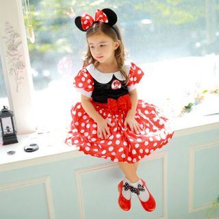 Trang phục hóa trang váy Minnie cho bé kèm băng đô