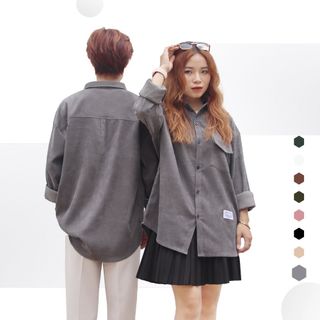 Áo sơ mi tay dài nam nữ dáng rộng cao cấp vải nhung tăm OBAHA