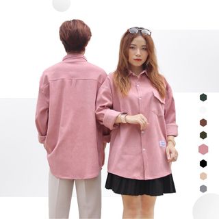 Áo sơ mi tay dài nam nữ dáng rộng cao cấp vải nhung tăm OBAHA