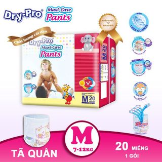 Tã/bỉm quần Dry-Pro siêu thấm hút nhập khẩu Malaysia size M20 (7kg - 12kg) - Gói 20 miếng (Bịch) giá sỉ