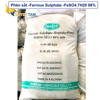 Phèn sắt II Ferrous Sulphat FeSO4.7H2O 98% (25kg/bao)