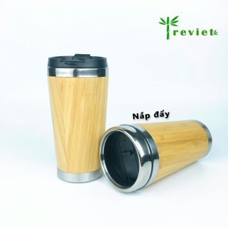 Cốc ly giữ nhiệt vỏ tre lõi inox 304 dung tích 450ml