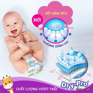 Tã/bỉm dán Dry-Pro siêu mềm nhập khẩu Malaysia size M22 (6kg - 10kg) - Gói 22 miếng