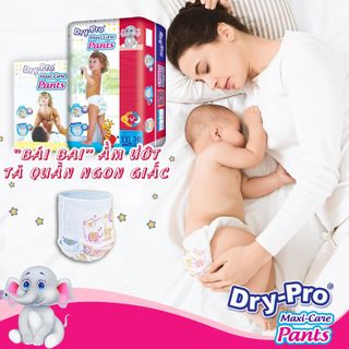 Tã/bỉm quần Dry-Pro siêu thấm hút nhập khẩu Malaysia size L (9kg - 14kg) - Gói 18 miếng (Bịch)