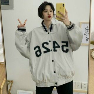 Áo khoác dù kiểu bomber in chữ 5426 phối màu