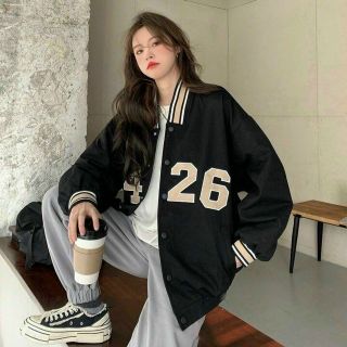 Áo khoác dù kiểu bomber in chữ 5426 phối màu
