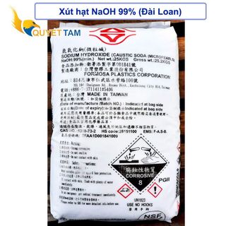 Xút hạt Đài Loan NaOH 99%, Sodium hydroxide, 25kg/bao