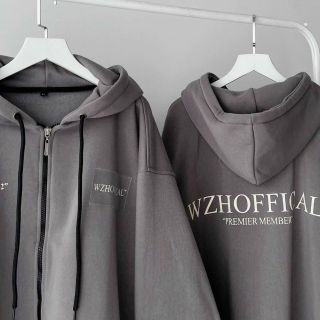 Áo khoác chất thun nỉ in chữ WZOFFICAL form dưới 70kg