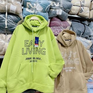 Áo hoodie nỉ ngoại logo easy living form dưới 90kg giá sỉ
