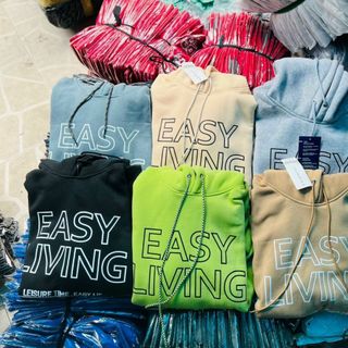 Áo hoodie nỉ ngoại logo easy living form dưới 90kg