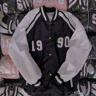 Áo khoác dù kiểu bomber in chữ 1990 phối màu