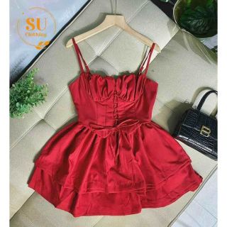 Set Áo 2 Dây Đan Ngực Mix Chân Váy Tầng