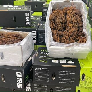 Nho khô nguyên cành Úc Premium Australian Clusters thùng 4kg (Thompson Gold Úc)