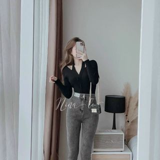 Quần jean nữ cạp cao Jean co dãn ôm phom