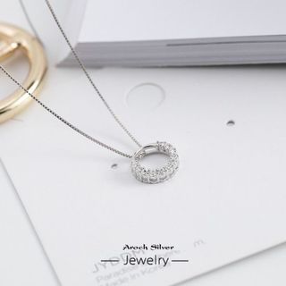 Dây chuyền nữ bạc 925 AROCH Jewelry mặt đá trắng sang trọng A057